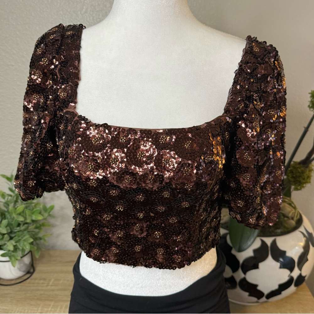 & other stories sequin crop top